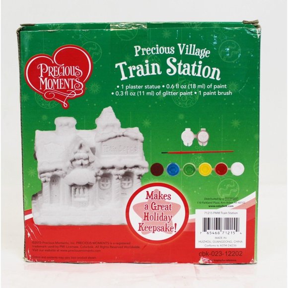 Precious Moments VIllage Train Station Depot 76 Art Craft Paint & Display Kids - Picture 3 of 6